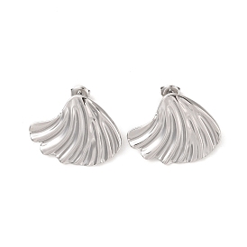 Shell Shape 304 Stainless Steel Stud Earrings for Women