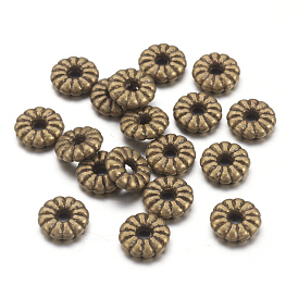 Tibetan Style Alloy Spacer Beads, Lead Free & Cadmium Free, Flower, 7mm in diameter, 2.1mm thick, hole: 2mm