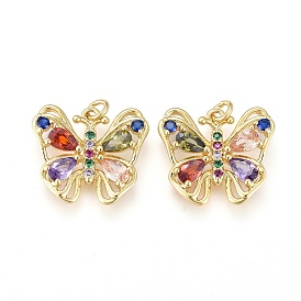 Латунные микро проложить кубического циркония подвески, реальный 18 k позолоченный, долговечный, бабочка