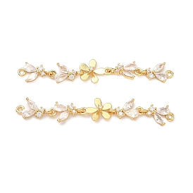 Verbindungsanhänger mit durchsichtigem Zirkonia-Pavé aus Messing, echt 18 k vergoldet, für die Herstellung von Haarschmuck