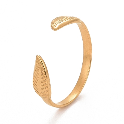 Ion Plating(IP)304 Stainless Steel Leaf Open Cuff Ring for Women