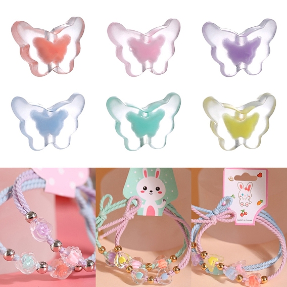 100 шт прозрачные акриловые бусины, бусина в бусине, бабочка