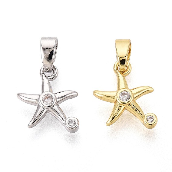 Латунные микропаве прозрачные подвески с фианитом, прелести морская звезда