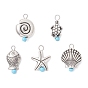 Подвески из сплава в тибетском стиле с морской тематикой, со стеклянным семенем