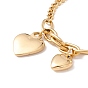 Vacuum Plating Double Heart Charms Bracelet with 304 Stainless Steel Chains for Women