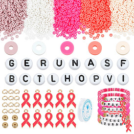 Наборы для самостоятельного изготовления браслетов из акриловых бусин и лент с символикой осведомленности