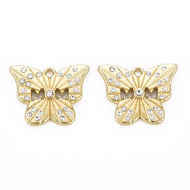 Crémaillère pendentifs en alliage placage, avec strass cristal, sans cadmium et sans plomb, papillon