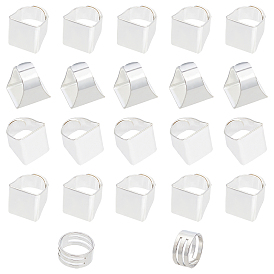 PANDAHALL ELITE Square Brass Finger Rings, Wide Band Rings, with Brass Rings, Assistant Tool