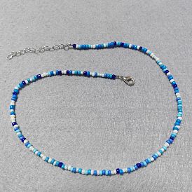 Glass Seed Bead Necklaces, with Brass Charms