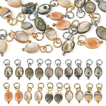 20шт. 2 стиль подвесок из натуральной раковины пауа, овальные подвески с 304 фурнитурой из нержавеющей стали