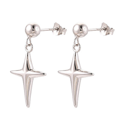 925 серьги-гвоздики в форме креста из стерлингового серебра, с печатью 925