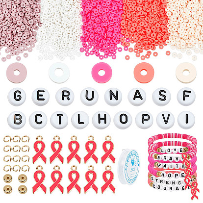 Наборы для самостоятельного изготовления браслетов из акриловых бусин и лент с символикой осведомленности