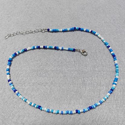 Glass Seed Bead Necklaces, with Brass Charms