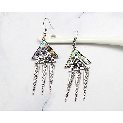 Bohemian Dreamcatcher Triangle Shell Earrings Tassel Hooks for Women