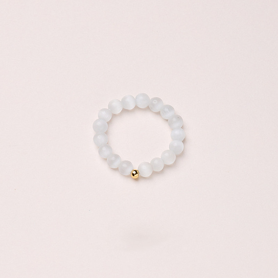 Регулируемые кольца на палец с круглыми бусинами в форме кошачьего глаза, стрейч-кольца