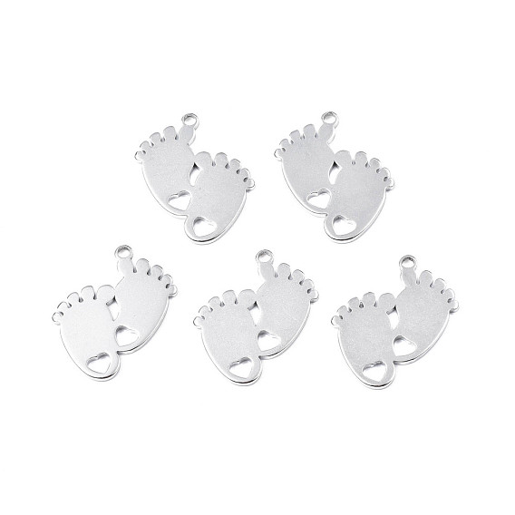 Pendentifs en acier inoxydable, empreintes de bébé
