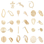28Pcs 12 Style Smooth Surface Alloy Stud Earring Findings, with Loop and Steel Pin, with 50Pcs Plastic Ear Nuts, Wavy & Oval & Flower & Teardrop & Polygon
