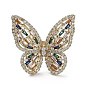 Butterfly Colorful Cubic Zirconia Finger Rings, Brass Ring, Long-Lasting Plated
