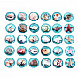 Glass Cabochons, Half Round with Ocean Pattern