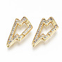 Brass Micro Pave Clear Cubic Zirconia Twister Clasps, Nickel Free, Lightning Bolt