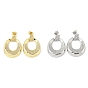 Oval Rack Plating Brass Micro Pave Cubic Zirconia Dangle Stud Earrings, Long-Lasting Plated, Lead Free & Cadmium Free