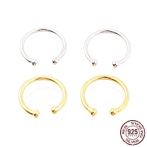 925 Sterling Silver Cuff Earrings, Ring with Round