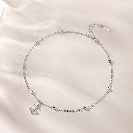 Браслеты на ногу с подвесками в виде якоря из латуни с микропаве из прозрачных кубических цирконий для женщин