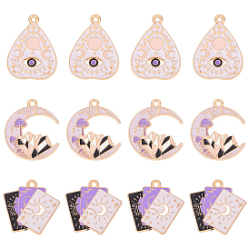 18шт 3 стили таро стиль сплав eanaml подвески, золотые, планшетка в форме сердца/прямоугольник/подвеска в виде луны