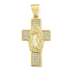 Покрытие стойки латунь микропаве прозрачные подвески из кубического циркония, без свинца и без кадмия, долговечный, крест с оберегами святой Богородицы