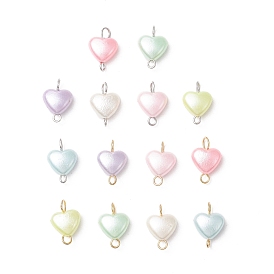 14 шт. 14 стили имитация жемчуга акриловые сердечки соединительные подвески, с 304 двойными петлями из нержавеющей стали, разноцветные