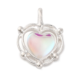 Rack Plating Alloy Resin Pendants, Heart