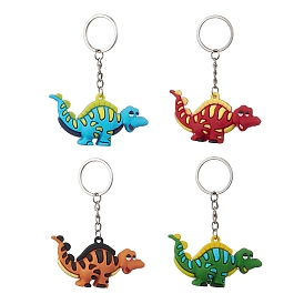 Cartoon Dinosaur PVC Plastic Keychain, with Iron Split Key Rings