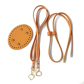 DIY Oval-shaped Bucket Bag Making Kits, with Imitation Leather Handles & Bag Bottom & Drawstring Rope