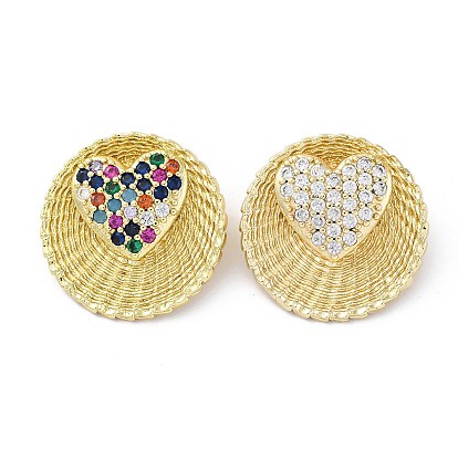 Латунные микро проложить кубического циркония подвески, без кадмия и без свинца, круглые сердечки-подвески, реальный 16 k позолоченный