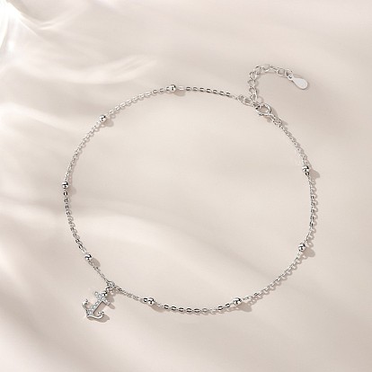 Браслеты на ногу с подвесками в виде якоря из латуни с микропаве из прозрачных кубических цирконий для женщин