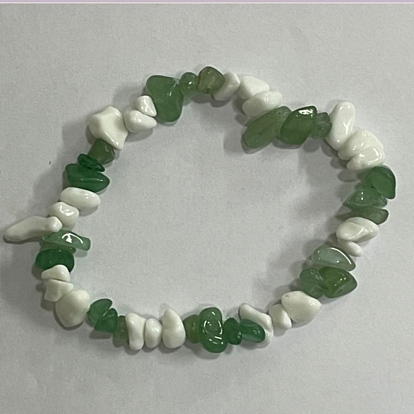 Bracelets extensibles avec perles en aventurine naturelle et porcelaine, puce