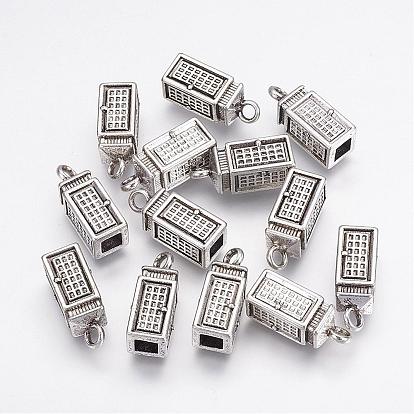 Сплавочные подвески тибетского стиля, без кадмия и без свинца, телефонная будка, 23x8x8 мм, отверстие : 2~4.5 мм