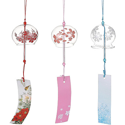 Japanese Wind Chimes, Small Wind Bells Handmade Glass Pendants, for Birthday Gift Home Decors