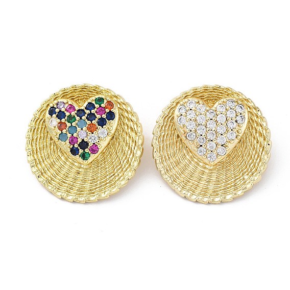 Латунные микро проложить кубического циркония подвески, без кадмия и без свинца, круглые сердечки-подвески, реальный 16 k позолоченный