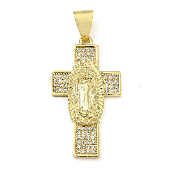 Покрытие стойки латунь микропаве прозрачные подвески из кубического циркония, без свинца и без кадмия, долговечный, крест с оберегами святой Богородицы