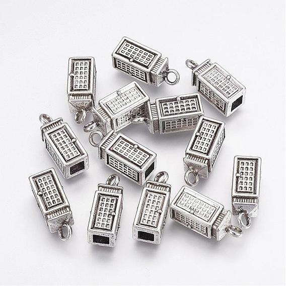 Сплавочные подвески тибетского стиля, без кадмия и без свинца, телефонная будка, 23x8x8 мм, отверстие : 2~4.5 мм