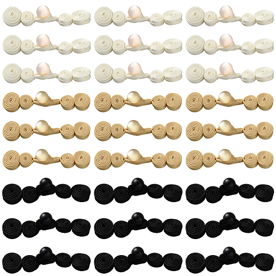 30 шт. 3 цветов, наборы пуговиц-узлов ручной работы в виде китайской лягушки, атласные пуговицы, со смолевыми бусинами