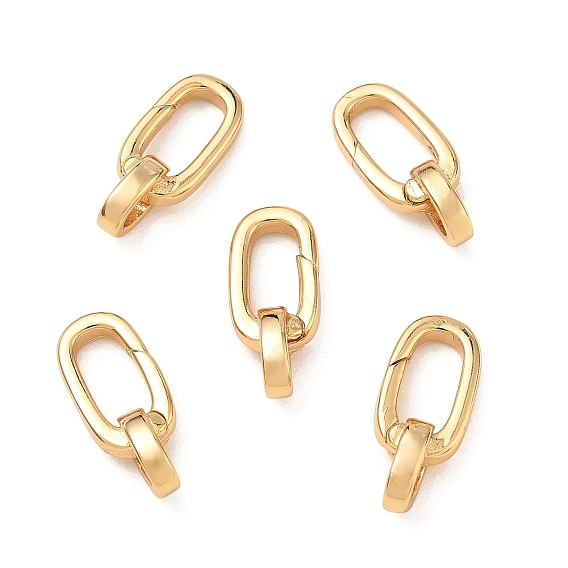SHEGRACE Brass Spring Gate Rings, Oval, Cadmium Free & Lead Free & Nickel Free