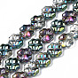 Electroplate Half Translucent Glass Beads Strands, Clover