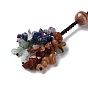 7 Chakra Round Natural Gemstone Pendant Decoration, Braided Thread and Gemstone Chip Tassel Hanging Ornaments