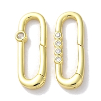 Fermoirs en laiton plaqué micro pavé de zircone cubique, plaqué longue durée, sans plomb et sans cadmium, ovale