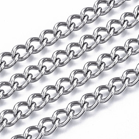  304 Stainless Steel Curb Chains, Twisted Chains, with Spool, Unwelded