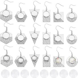 Наборы для самостоятельного изготовления геометрических сережек-подвесок, включая 304 крючки для серег из нержавеющей стали с настройками, Кабошоны из стекла