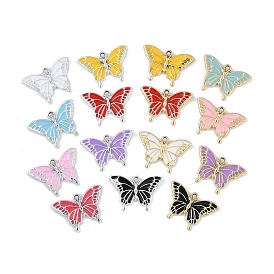 UV Plating Alloy Enamel Pendants, Cadmium Free & Lead Free, Butterfly Charm