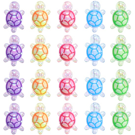 30прозрачные акриловые бусины с УФ-покрытием, радужный, черепаха, с эмалью